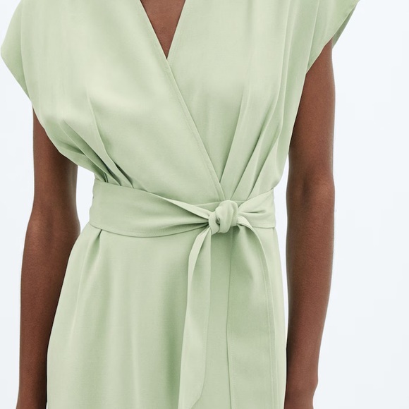 New Mango Belt Midi Sleeveless Wrap Dress in Mint Green Sz 2 NWT - Picture 10 of 11